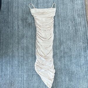 Elegant Ruched Cream Dress